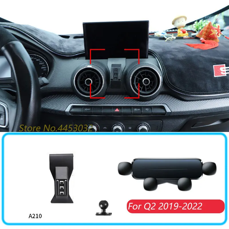 Auto Telefon Halter Für Audi Q2 2019-2022 Schwerkraft Ständer Halterung Unterstützung Horizontale GPS Mobile Halterung Zubehör Mit basis Image