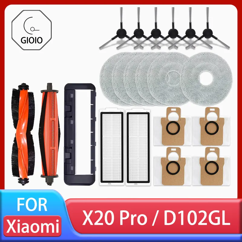 Per Xiaomi Robot Aspirapolvere X20 Pro / D102GL Parti di Accessori Spazzola Principale Spazzola Laterale Filtro Hepa Mop Panno Sacchetto per la Polvere di Ricambio