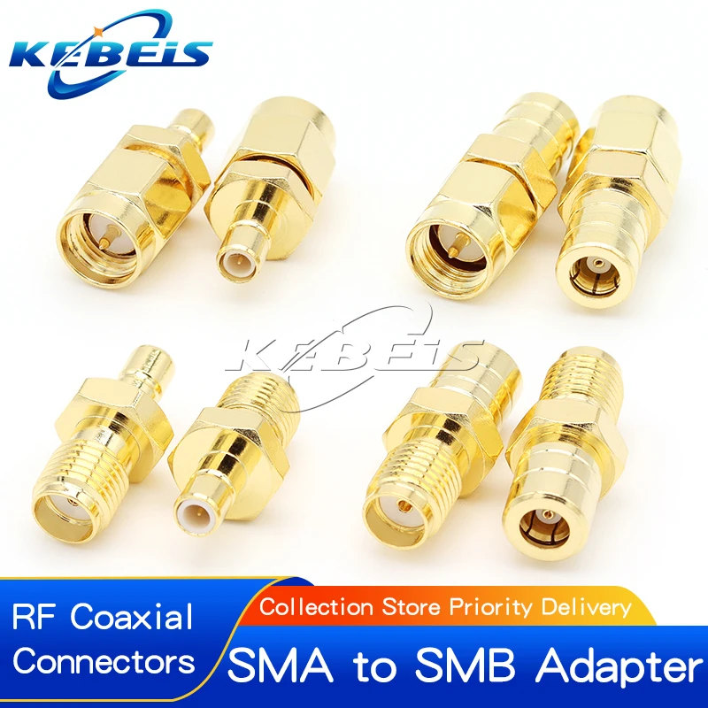1 Stück SMA zu SMB Steckverbinder-Set Antennenadapter SMB zu SMA Stecker & Buchse Gerade RF Koaxial-Steckverbinder-Sets aus Messing Image