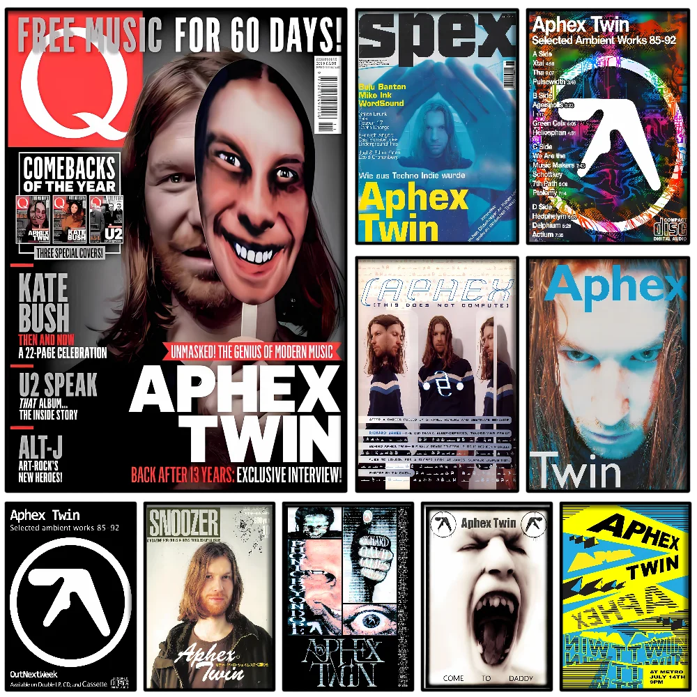 DJ A-Aphex T-Twin Poster selbstklebende Kunst wasserfester Papieraufkleber Kaffeehaus Bar Zimmer Wanddekoration Image