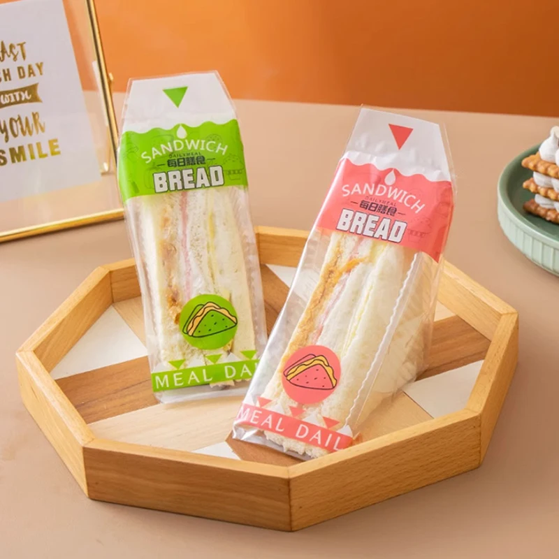 100 Stück verdicken klare Beutel Brot Trigon Sandwiches Beutel mit Boden Backen Lebensmittel Plastikfolie Brot Verpackung Lebensmittel verpackung