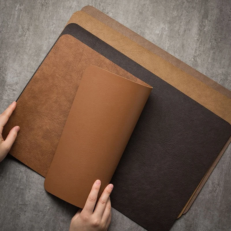 1 stücke leichte Luxus-Tischset aus massivem Leder Kaffee braun pu Tisch matte wasserdicht öl dicht wärme isolierte Platte Schüssel Pad Dekor Image