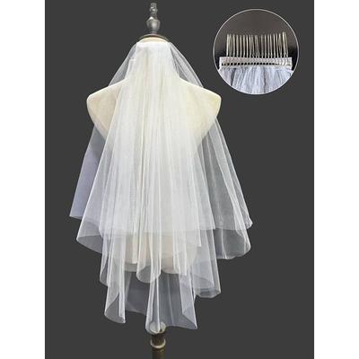 Elegant Two-Layer Bridal Veil with Soft Tulle – Classic Wedding Accessory for Brides, Ideal for Traditional and Formal Weddings