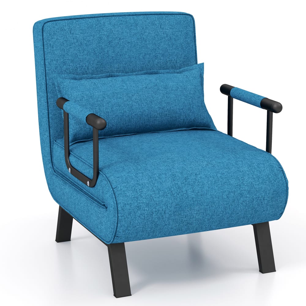 Fauteuil convertible lit avec dossier réglable en 6 positions bleu