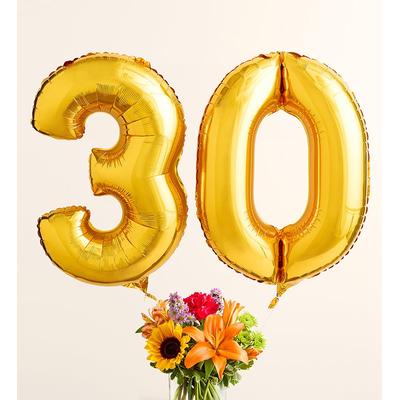 1-800-Flowers Flower Delivery Floral Embrace W/ Number 30 Balloons Small