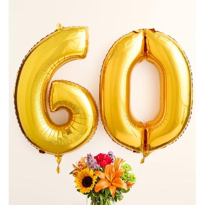 1-800-Flowers Flower Delivery Floral Embrace W/ Number 60 Balloons Small