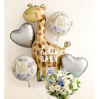 1-800-Flowers Flower Delivery Sweet Baby Boy Arrangement W/ Hello Baby Balloon Bouquet Xl