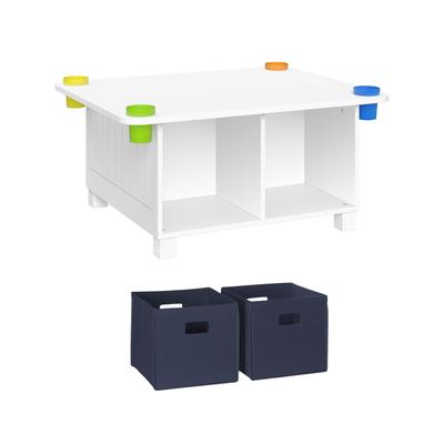 RiverRidge Kids Desk and Art Activity Table with 4 Storage Cubbies and 4 Removable Storage Cups - White