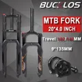 BUCKLOS Forcella con sospensione pneumatica da viaggio 180/140mm 20*4.0mm Forcelle per bici grasse Lega di alluminio Neve E-bike Forcella con sospensione pneumatica Parte della bici