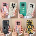 Custodia a fiori per Xiaomi Redmi Note 14 Pro Plus Cover in silicone liquido Protezione completa Cover posteriori per borsa per telefono Redmi Note14 14Pro