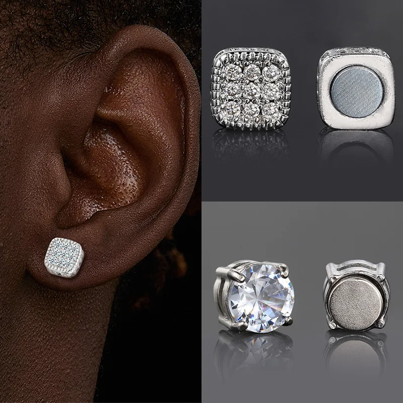 Gefälschte Eis Aus Ohrringe Für Männer Frauen Starken Magnet Magnetische Edelstahl Nicht Piercing Hip Hop Rock Mode Schmuck Zubehör