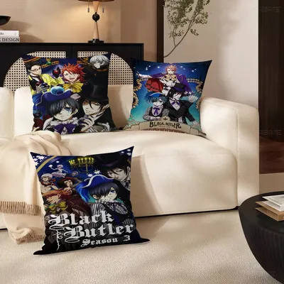 Japanisches klassisches Cartoon-Anime-Kissen mit schwarzem Butler, Geschenk für Zuhause, Büro, Image