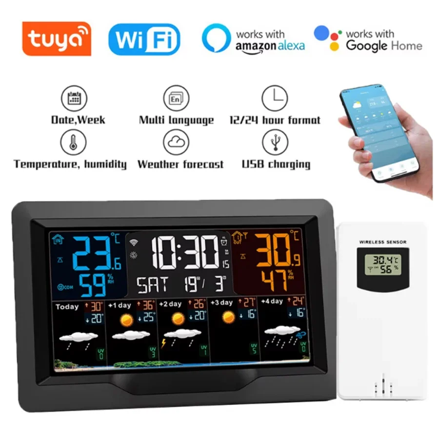 Tuya – Station météo intelligente WIFI, compteur de température et d