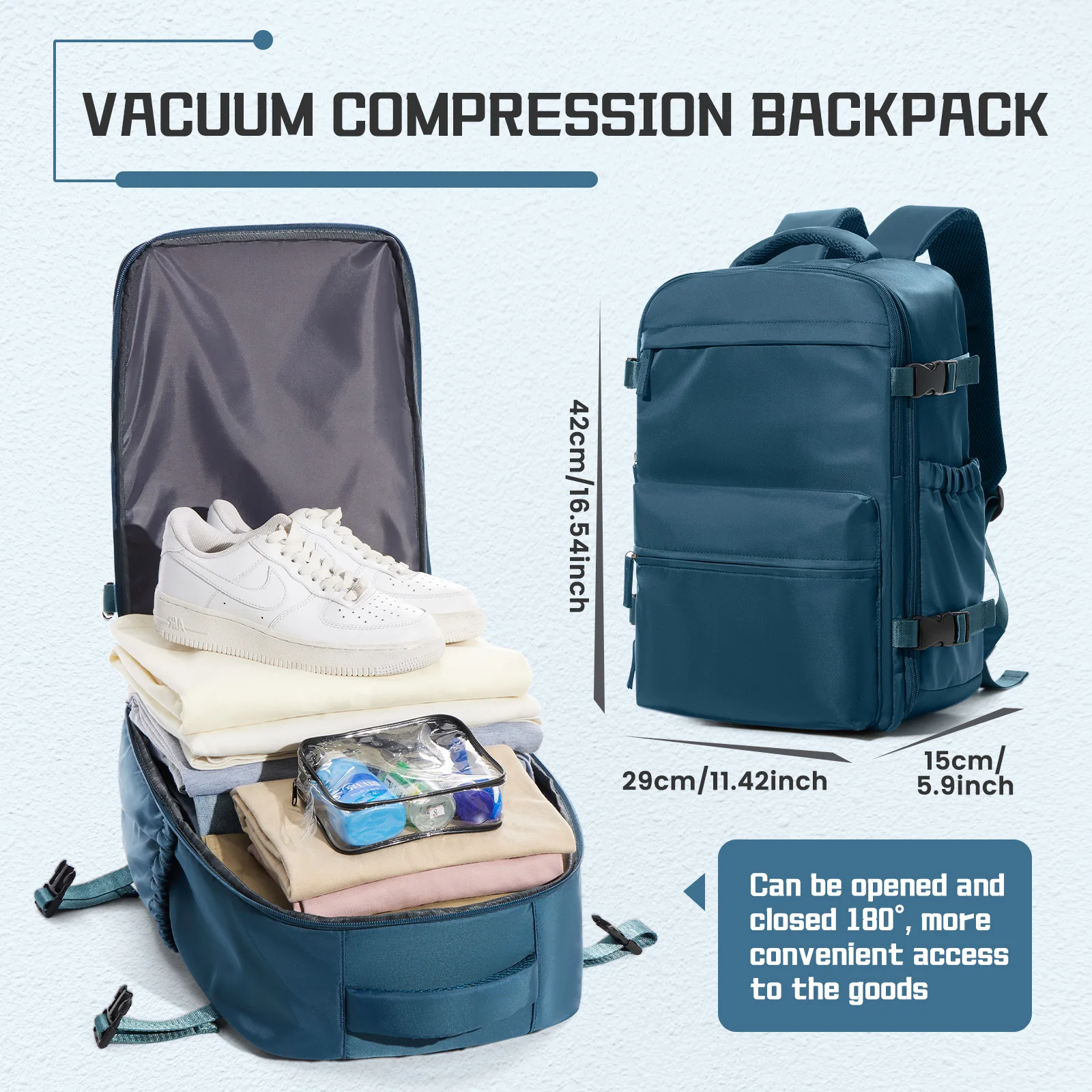 Sac à dos de voyage sous vide pour hommes, sac à dos pour ordinateur portable de 15,6 pouces, sac à dos de Compression d'air pour femmes, sac à dos d'école extensible, sacs à dos d'extérieur