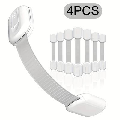 TEMU 4pcs Safety Locks For Drawers, Refrigerators & Cabinets - White Plastic, Phthalate-free, Drawer Clips, Safety Lock Image