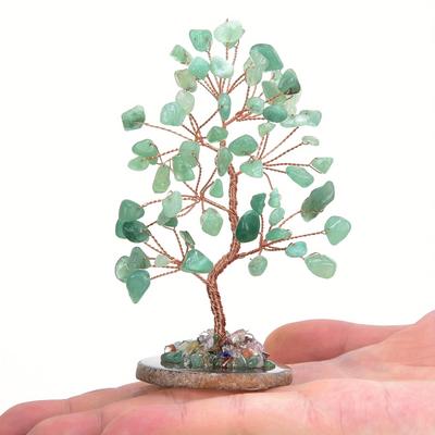 TEMU Handmade Artificial Tree With Chakra Gemstone Crystals, A Shui Statue For Wealth, A Crystal Decoration For Home, Suitable For Room And Dining Table Gifts. Image