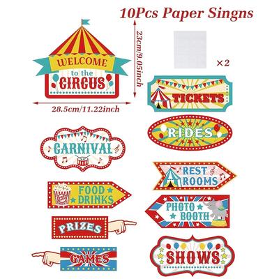 TEMU 10pcs Paper Signs Set - Colorful Directional Party Decorations For Birthday, Photo Booth Props, No Electricity Needed, Featherless Image