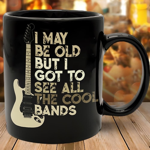 lustige Tasse – „Ich bin vielleicht alt, aber ich habe alle coolen Bands gesehen" – 11 oz Keramik-Kaffeetassen – lustige Geburtstagsgeschenke für Rock-, Gitarren- und Musikliebhaber Image