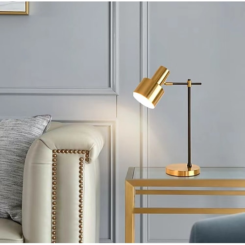 schreibtischlampe zum lesen led 22,25" metall tischlampe licht für büro schlafzimmer arbeitszimmer wohnzimmer nachttisch nachttischlampen messing gold akzent 5w birne enthalten Image