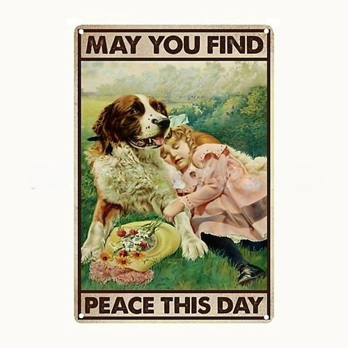 1 Stück Retro-Metall-Blechschild „Haustierhund"-Blechschild, Vintage-Küchenschilder, Wanddekoration, Malerei, Wandbehang für Heimdekoration, Wandkunst, Metall-Blechschild, 20 x 30 cm/8'' x 12'' Image