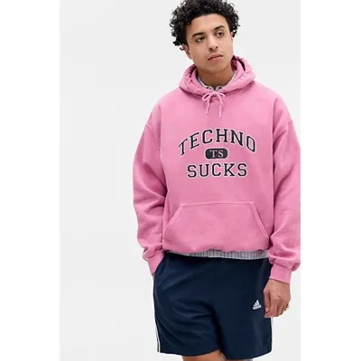 UO Pink Techno Hoodie - Pink S at Urban Outfitters