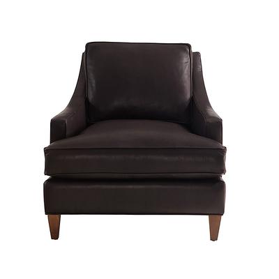 Cameron Leather Chair - Chocolate Leather, Flannel - Ballard Designs