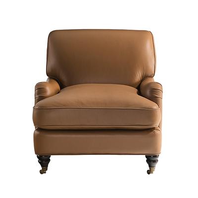 Janelle Leather Chair - Saddle Leather, Fossil - Ballard Designs