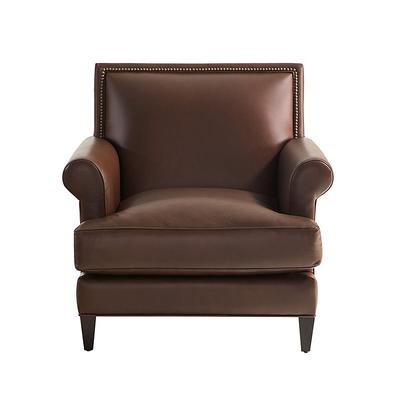 Juliana Leather Chair - Tobacco Leather, Flannel - Ballard Designs