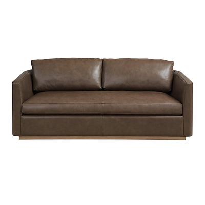 Kerstin Leather Sofa - Saddle Leather with Walnut Finish - Ballard Designs