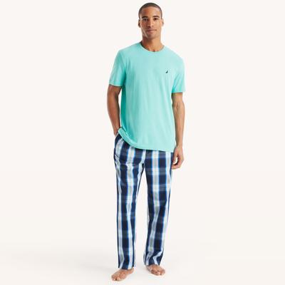 Nautica Men's Plaid Pajama Pant Set Pool Side Aqua, XXL