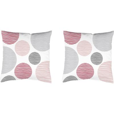 Dekokissen HOME WOHNIDEEN "BORDEN" Gr. 2, rosa (rosa, bedruckt), B:50cm L:50cm, Polyester, Dekokissen_Sitzkissen_Kissenhüllen, Kissenhülle mit Füllung, 2 Stück Image