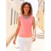 Shirttop CASUAL LOOKS, Damen, Gr. 48, rosa (flamingo), 95% Baumwolle, 5% Elasthan, unifarben, Rundhals, ohne Ärmel, Tops
