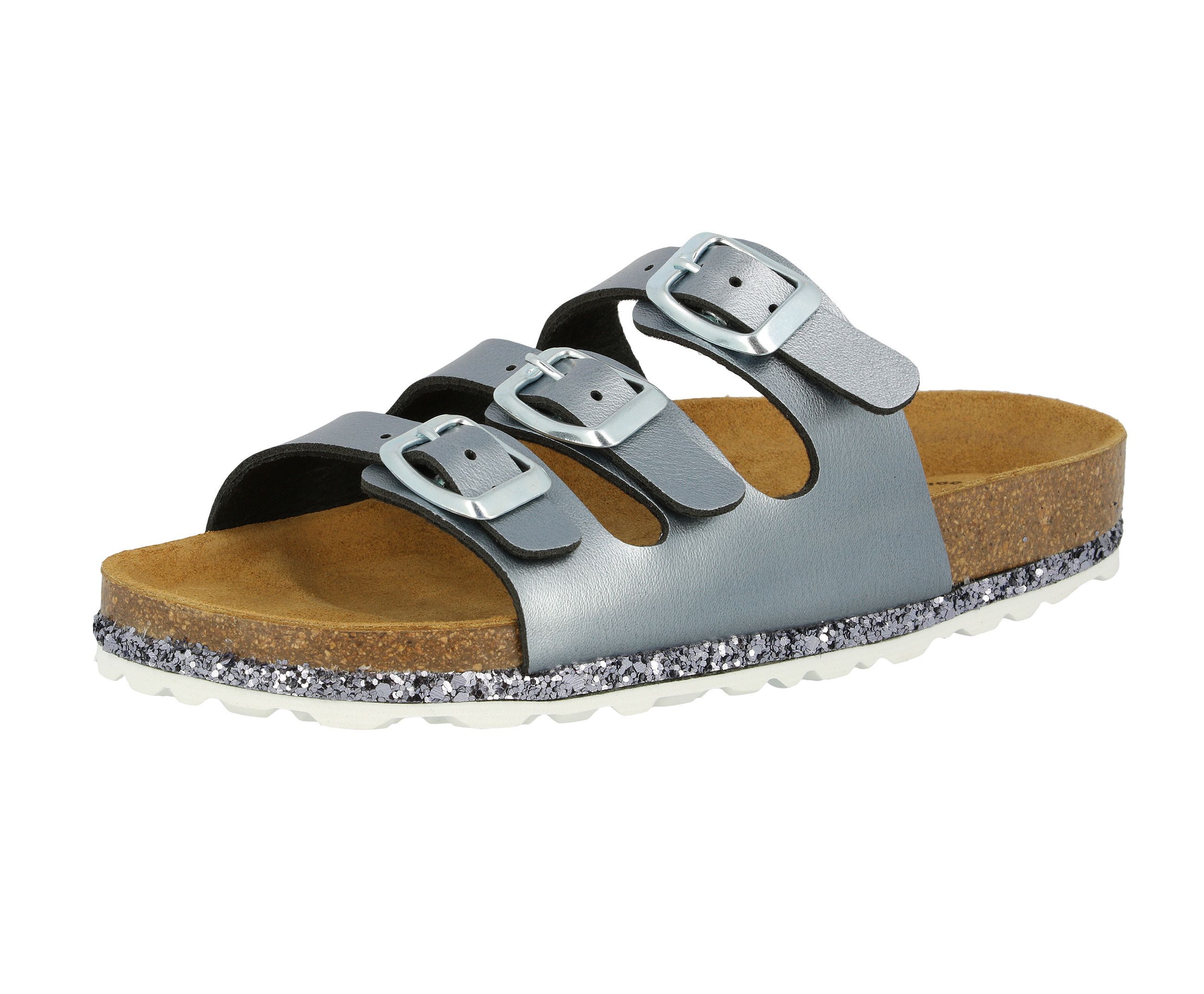 Pantolette LICO "Pantolette Bioline Sensation", Mädchen, Gr. 42, grau, Synthetik, Schuhe Pantolette