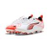 Fußballschuh PUMA "ULTRA 5 PLAY FG/AG JR", Gr. 36, puma weiß, puma schwarz, glowing rot, Synthetik, sportlich, Schuhe