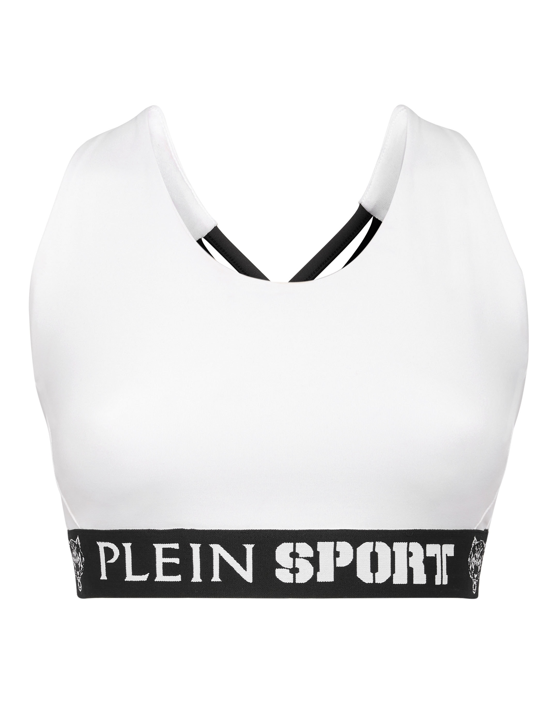 Lauftop PLEIN SPORT "Sport Top", Damen, Gr. M, weiß (01, weiß), Obermaterial: 90% Polyester, 10% Elasthan, Tops