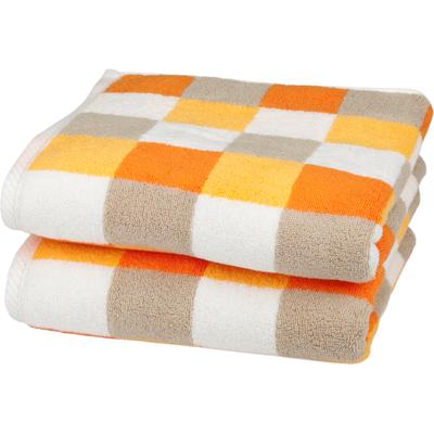 Handtuch ROSS "Würfelfond", ginster, dahlie, cappuccino, weiß, B:50cm L:100cm, Frottier, Baumwolle, Handtücher (Packung), 100% Baumwolle Image