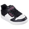 Sneaker SKECHERS "QUICK STREET", Kinder, Gr. 32, schwarz-weiß (schwarz, weiß), Lederimitat, kontrastfarbene Details, sportlich, Schuhe, Retro Sneaker mit Klettverschluss, Größenschablone zum Download