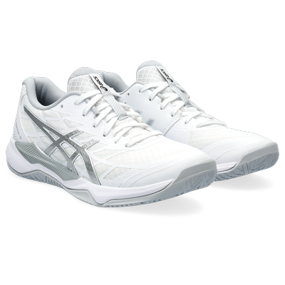 Indoorschuh ASICS "GEL-TACTIC 12", Gr. 40, weiß (weiß, pure silber), Textil, Synthetik, sportlich, Schuhe