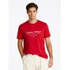 T-Shirt TOMMY HILFIGER "HILFIGER CENTER STACK TEE", Herren, Gr. L, rot (medium rot), Single Jersey, Obermaterial: 100% Baumwolle, casual, Rundhals, Kurzarm, Shirts, mit großem Schriftprint
