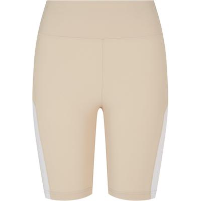 Radlerhose URBAN CLASSICS "Urban Classics Damen Ladies Color Block Cycle Shorts", Damen, Gr. S, US-Größen, beige (softseagrass, weiß), 80% Polyimid, 20% Elasthan, unifarben, skinny fit, Hosen Image