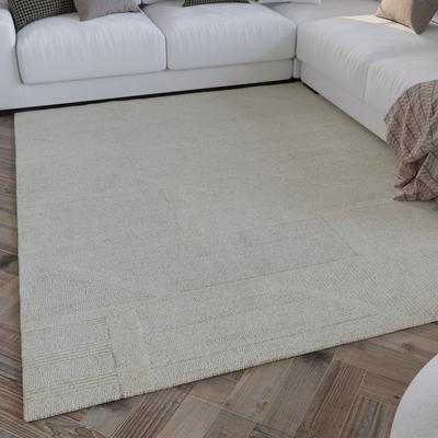 Wollteppich WECON HOME "Hamptons FIVETEEN", beige (creme weiß), B:140cm H:15mm L:200cm, Schurwolle, Teppiche, Läufer, Schurwolle, Kurzflor, Wohn- & Schlafzimmer, Hoch-Tief-Effekt Image