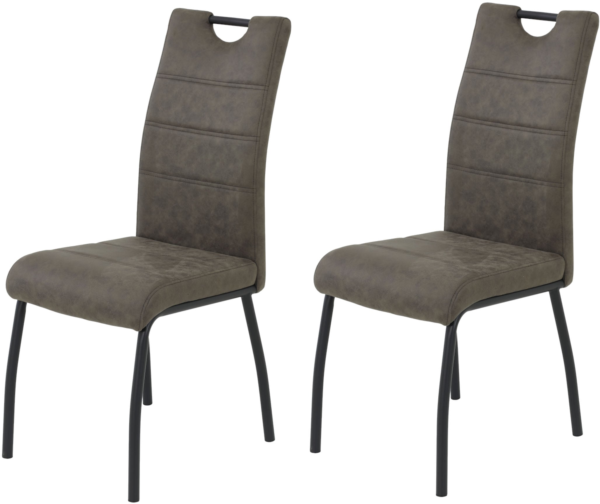 4-Fußstuhl HELA "PETRA", braun (vintage braun, schwarz, schwarz), B:43cm H:99cm T:61cm, 100% Polyester, Stühle, Vierfußstuhl; Vintage Optik; mit Griff; Rundrohrgestell