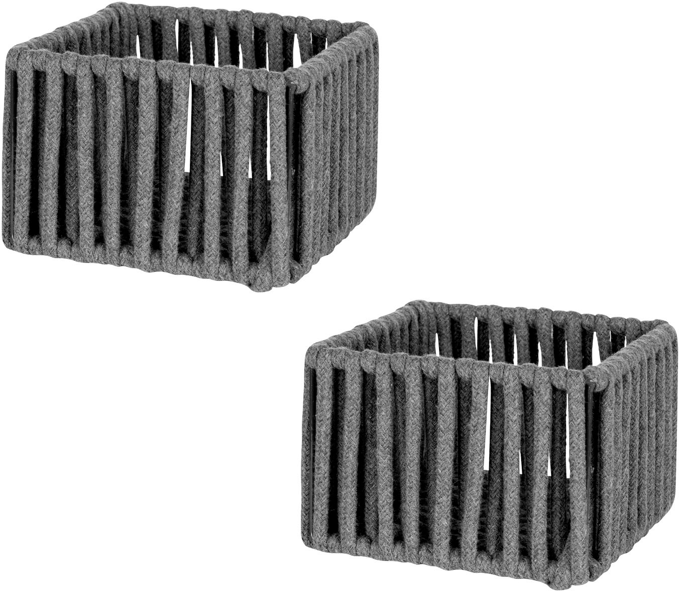 Aufbewahrungskorb "»Zovo S«", grau, B:15cm H:10cm T:15cm, Baumwolle, Metall, Polyester, SCHÖNER WOHNEN-KOLLEKTION, Aufbewahrungsboxen, Badkörbe mit Baumwoll-Polyester-Kordel für Badutensilien & Kosmetik