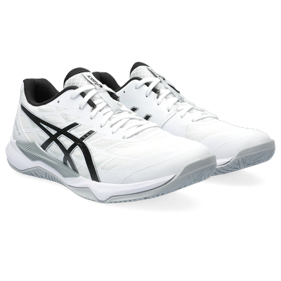 Indoorschuh ASICS "GEL-TACTIC 12", Gr. 43,5, schwarz-weiß (weiß, schwarz), Textil, Synthetik, sportlich, Schuhe