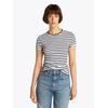 T-Shirt TOMMY JEANS CURVE "Slim Essential Rib", Damen, Gr. XL (42), blau (schwarz night navy, stripe), Rippware, Obermaterial: 95% Baumwolle, 5% Elasthan, gestreift, casual, figurbetont, Rundhals, Kurzarm, Shirts, Große Größen