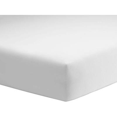 Spannbettlaken SCHLAFGUT "Mako-Jersey aus 100% Baumwolle, Bettlaken", weiß, B:90-100cm L:190-200cm, Mako-Jersey, Obermaterial: 100% Baumwolle, Laken, für Matratzen bis 20 cm Höhe, in 90x200, 140x200 oder 180x200 cm Image