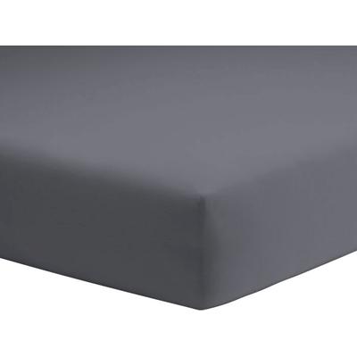 Spannbettlaken SCHLAFGUT "Mako-Jersey aus 100% Baumwolle, Bettlaken", grau (grafit), B:140-160cm L:200cm, Mako-Jersey, Obermaterial: 100% Baumwolle, Laken, für Matratzen bis 20 cm Höhe, in 90x200, 140x200 oder 180x200 cm Image