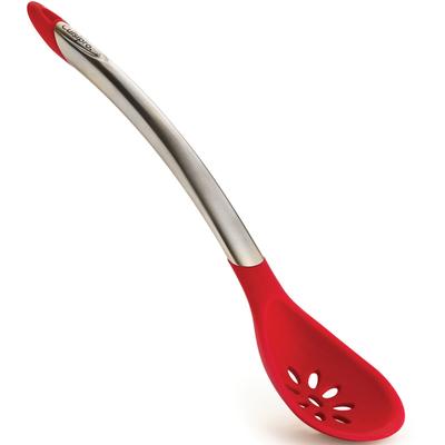 Servierlöffel CUISIPRO "Elegance", rot (edelstahlfarben, rot), B:7cm H:4cm, Edelstahl, Silikon, Kochlöffel, aus satiniertem Edelstahl, sehr hochwertig Image