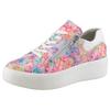 Plateausneaker WALDLÄUFER "H-NICKY", Damen, Gr. 6 (39), weiß (multicolor, weiß), Nubukleder, Nappaleder, kontrastfarbene Details, sportlich, Schuhe, Freizeitschuh, Halbschuh, Schnürschuh mit hübschem Blütenprint