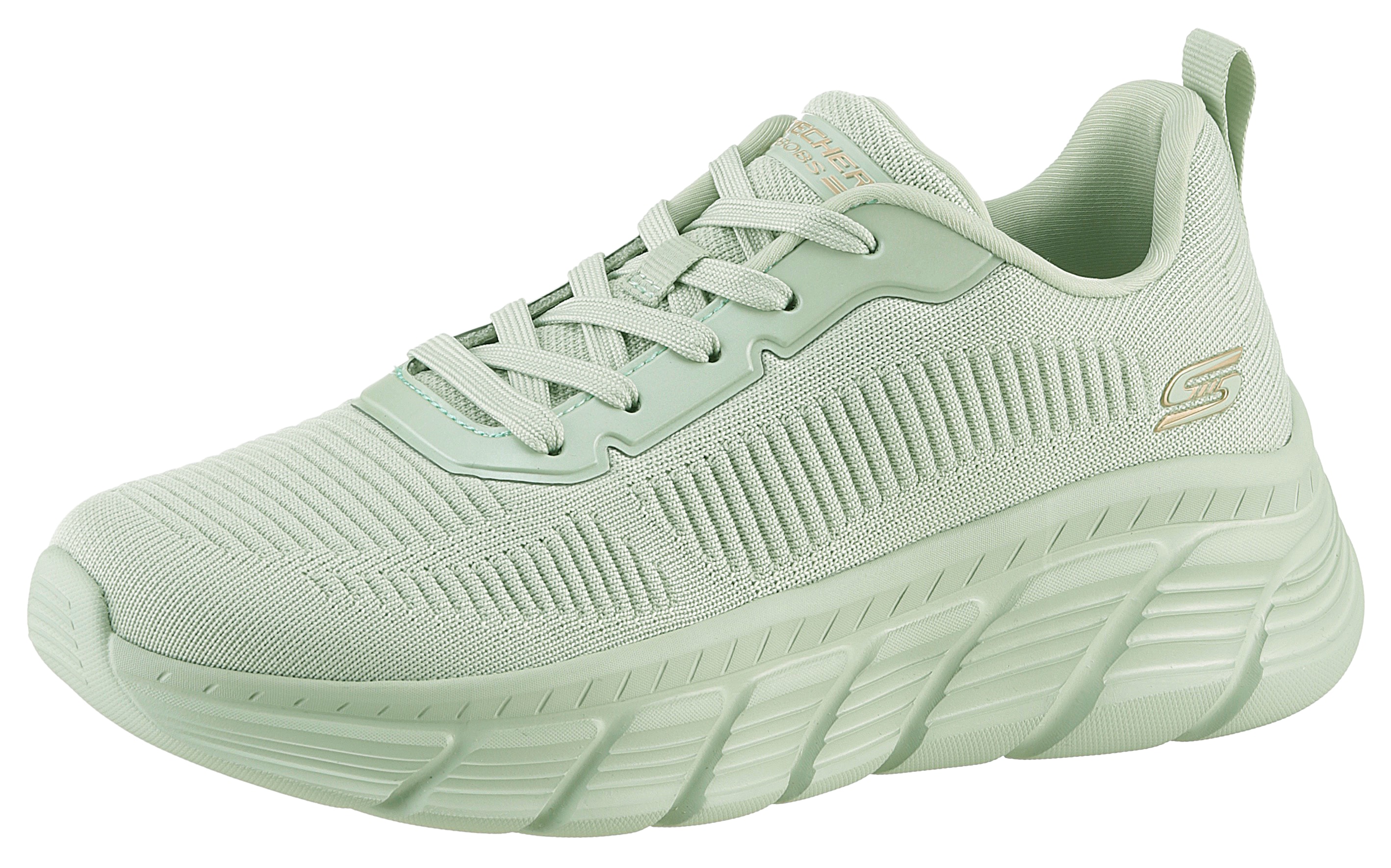 Sneaker SKECHERS "BOBS B FLEX HI-FLYING HI", Damen, Gr. 36, grün (mintgrün, sage), Textil, Schuhe Sneaker, Trainingsschuh, Schnürschuh, Freizeitschuh in veganer Verarbeitung